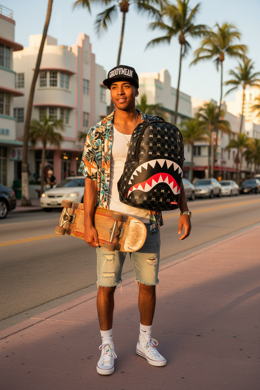 Sprayground Gray Peeking Character DLXSV Backpack