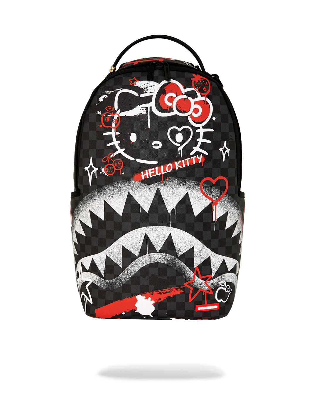 Backpack with Hello Kitty and shark design on a white background