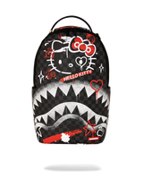 Backpack with Hello Kitty and shark design on a white background