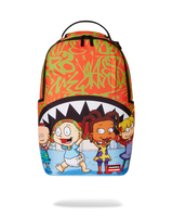 Backpack with cartoon characters on a white background