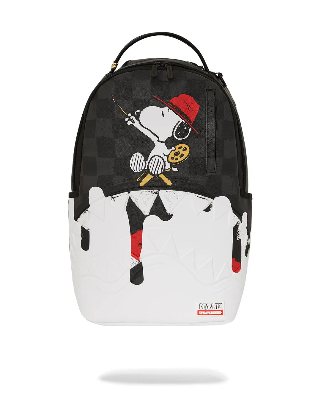 Backpack with Snoopy cartoon character design on a white background