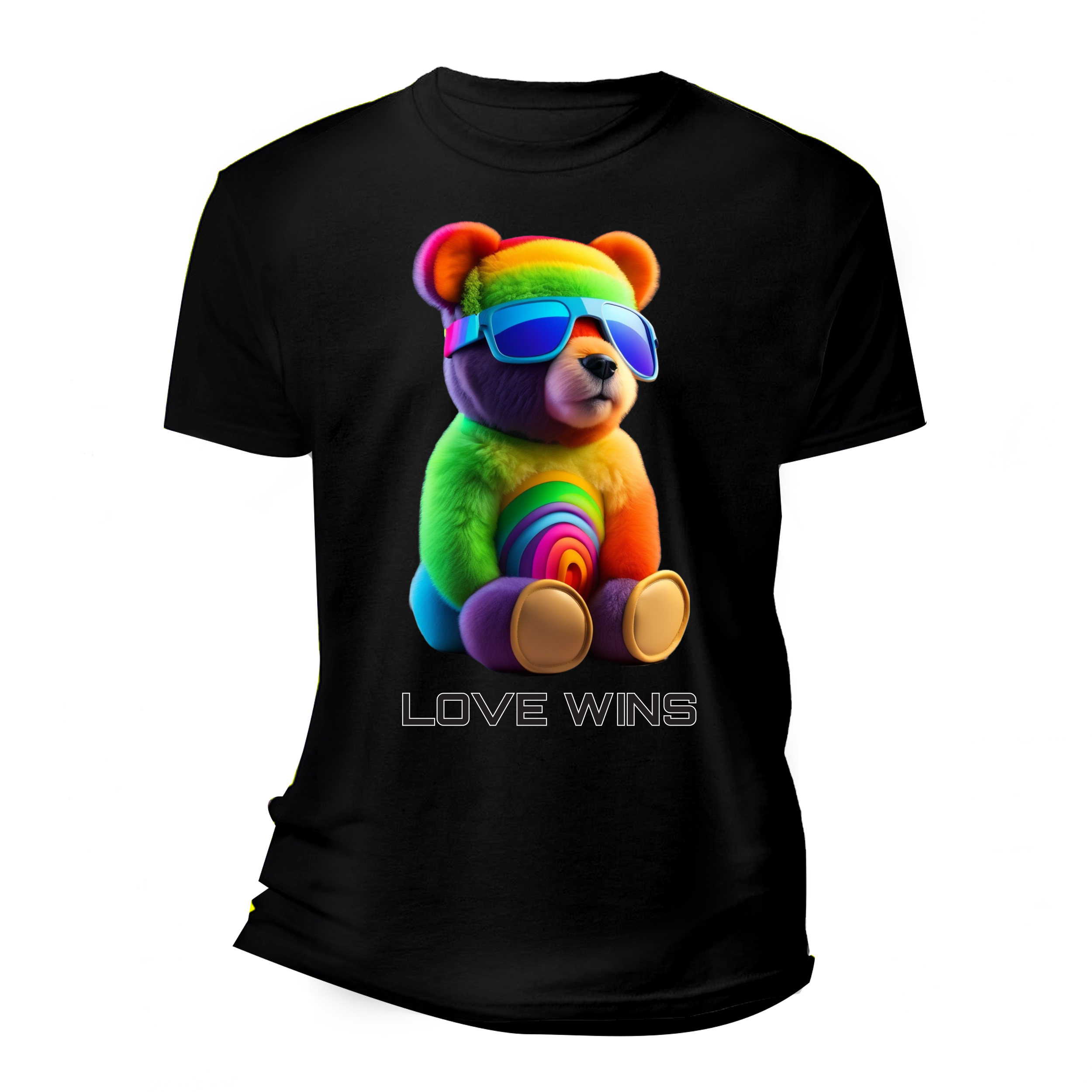 Teddy Love Wins Rainbow AI T-Shirts DTG | Grooveman Music