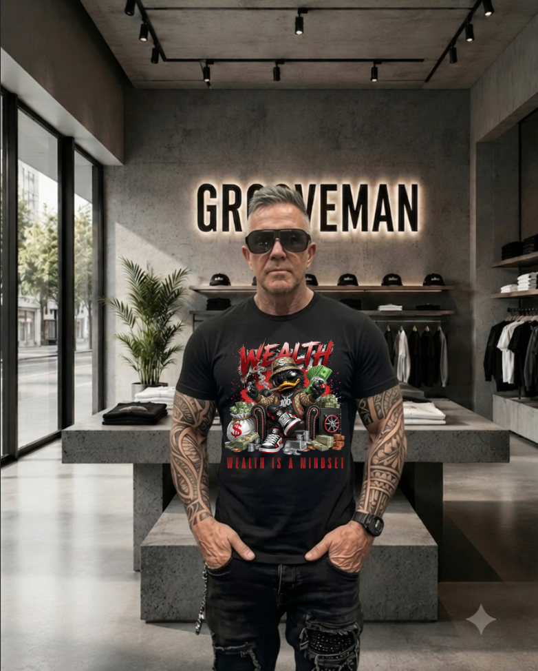 Wealth Is a Mindset Graphic T-Shirt – Premium Streetwear Tee | Grooveman