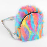 Multi Color Faux Fur Backpack: Multicolor