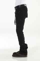 Diamond Studded Black Stacked Flare