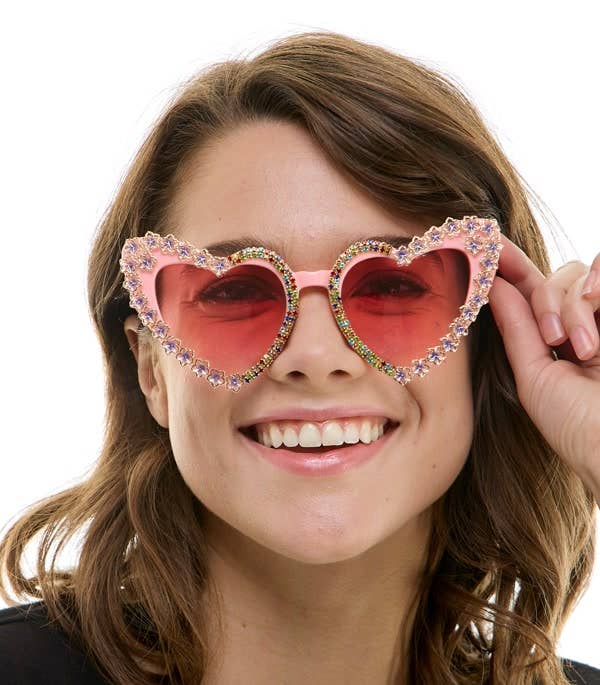 Pink Gem Heart Sunglasses