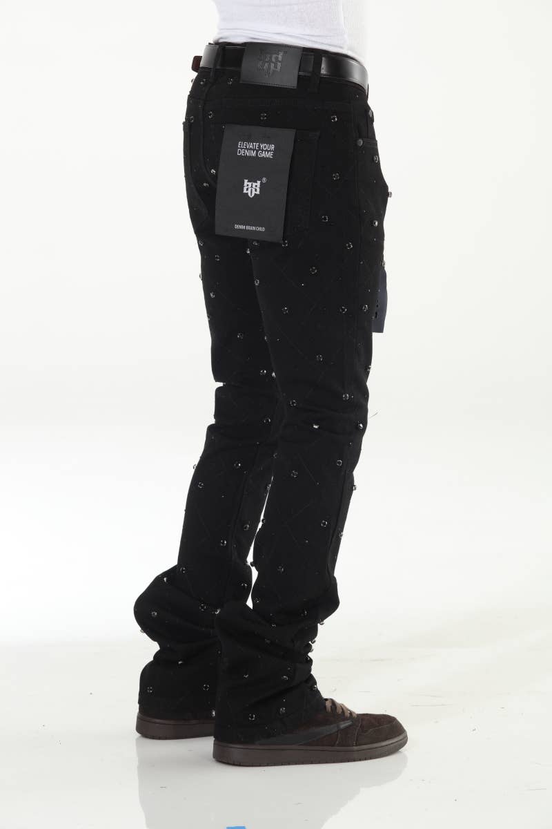 Diamond Studded Black Stacked Flare