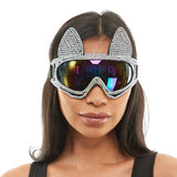 Silver Rhinestone Cat Goggles