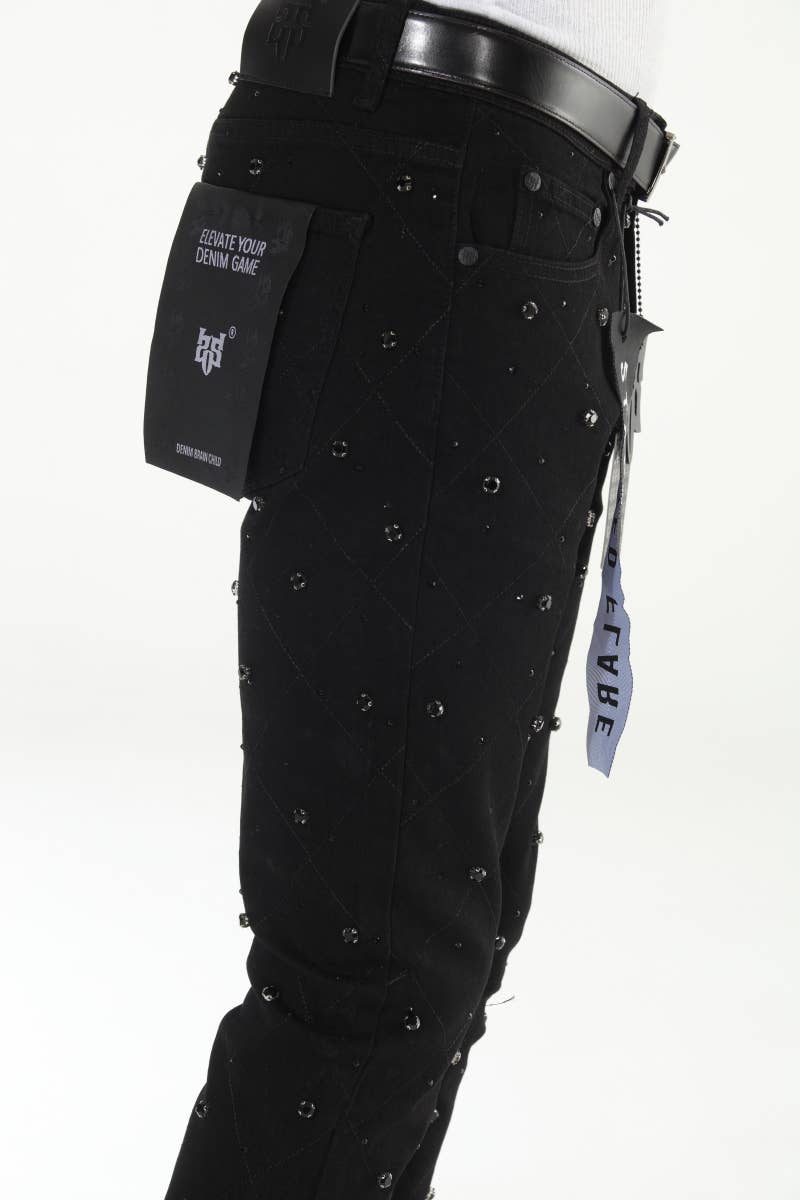 Diamond Studded Black Stacked Flare