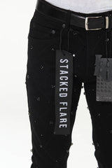 Diamond Studded Black Stacked Flare