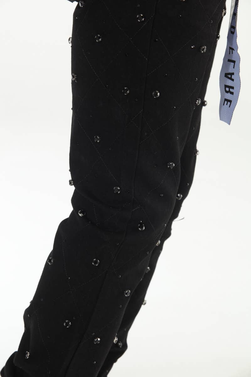 Diamond Studded Black Stacked Flare