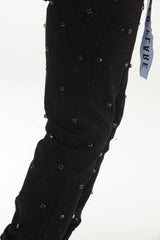Diamond Studded Black Stacked Flare