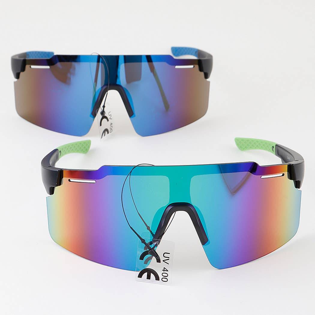 Multi Polycarbonate Mirror Shield Sunglasses: MIX