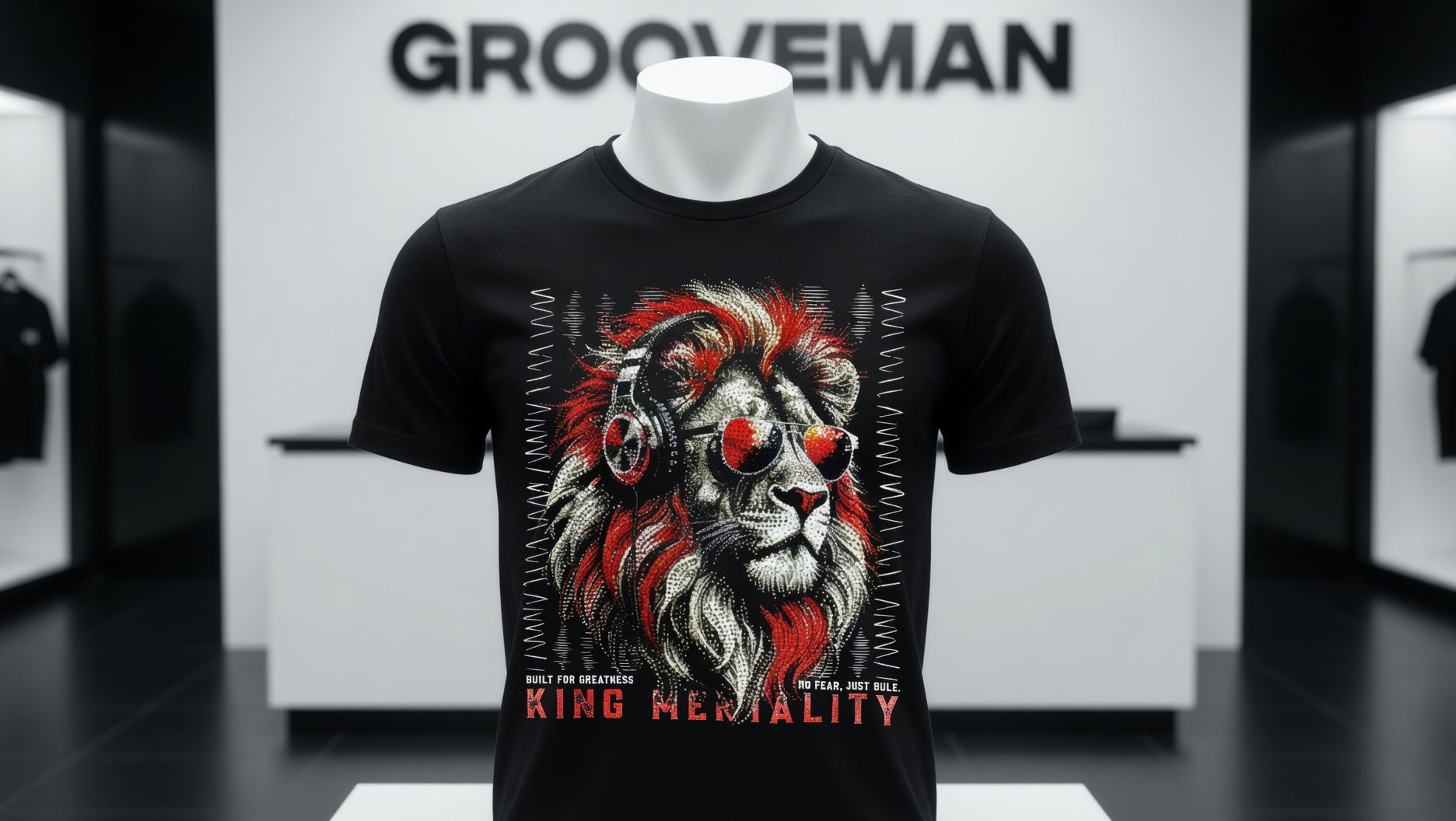 King Mentality Lion Rhinestone T-Shirt – Premium Streetwear Graphic Tee