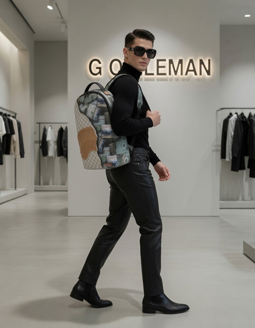Sprayground Cream Check Full of Cash BACKPACK
