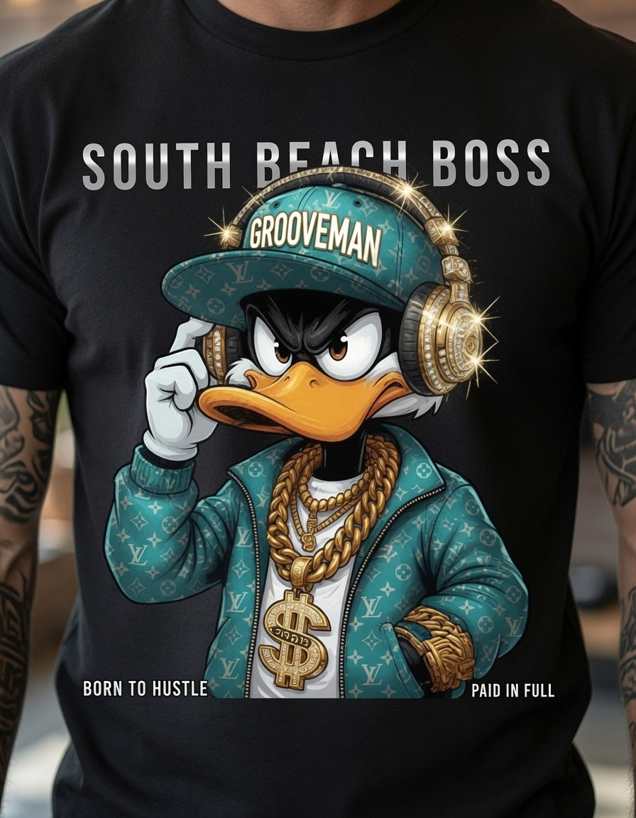 South Beach Boss Teal Edition Graphic T-Shirt – Limited Streetwear Tee