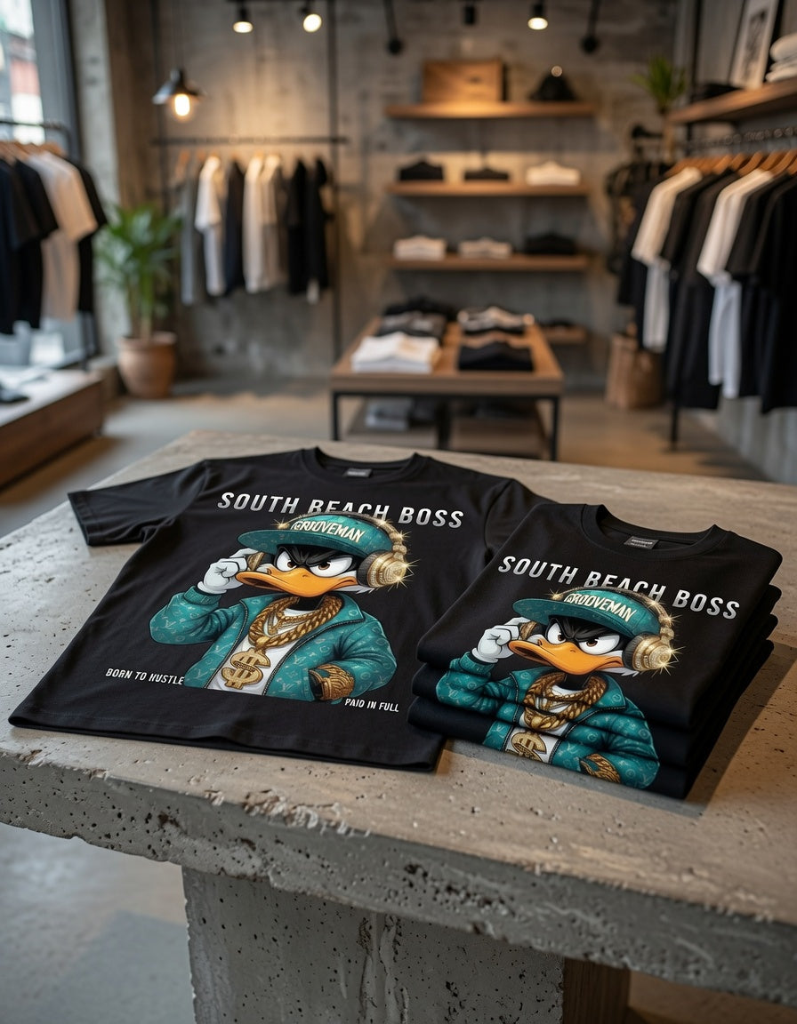 South Beach Boss Teal Edition Graphic T-Shirt – Limited Streetwear Tee
