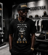 Grooveman “No Talk Just Bags” Black Collection T-Shirt – Luxury Streetwear Graphic Tee (Runs Big)