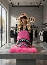 Sprayground Shark Central Pink Embroidered Shark Backpack
