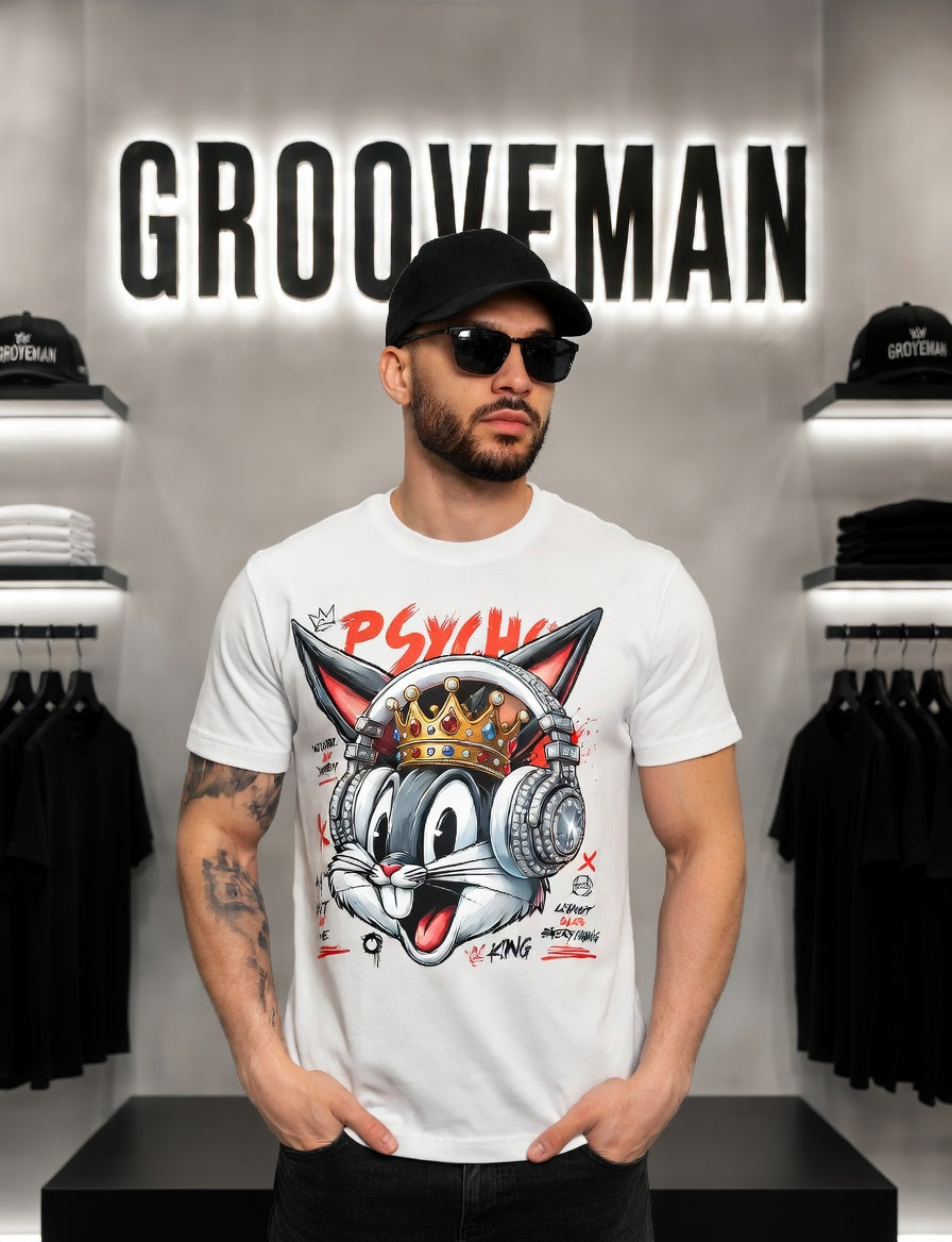 Royal Bunny Chaos Graphic T-Shirt – Grooveman Luxury Streetwear Tee