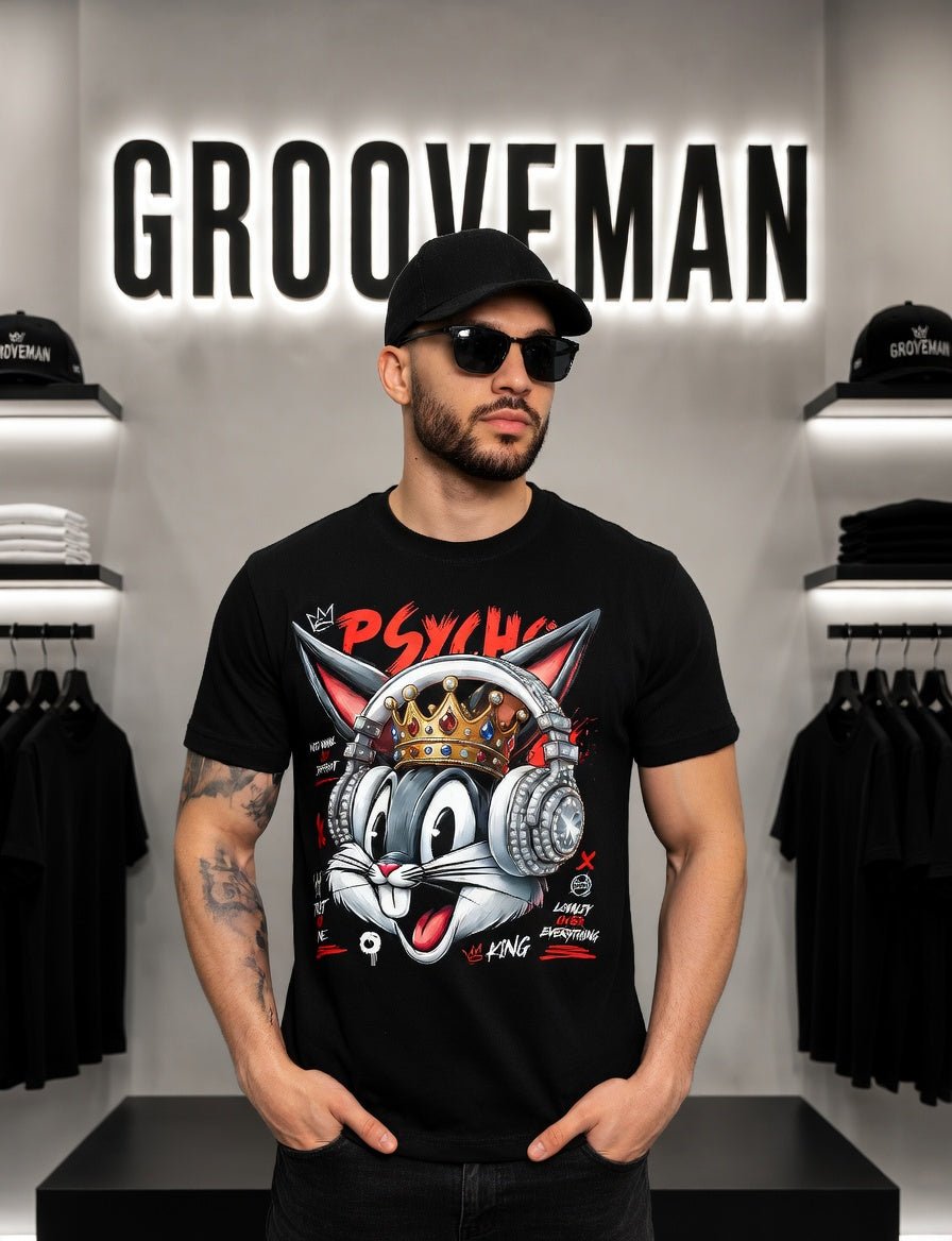 Royal Bunny Chaos Graphic T-Shirt – Grooveman Luxury Streetwear Tee