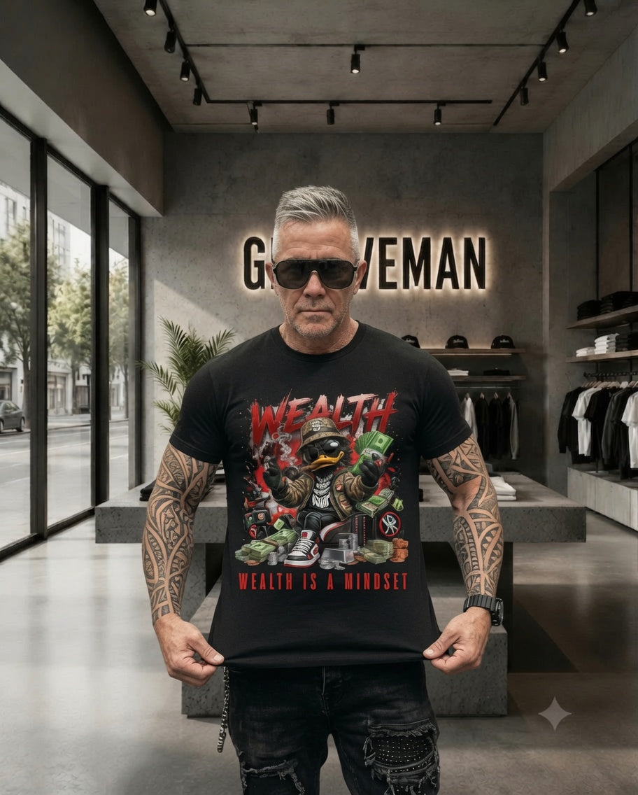 Wealth Is a Mindset Graphic T-Shirt – Premium Streetwear Tee | Grooveman