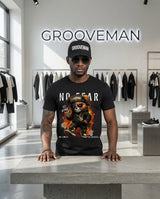 No Fear Skull Teddy Tee – Streetwear Graphic T-Shirt for Men | Grooveman