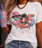 Miami 305 Women’s Graphic T-Shirt – Miami Beach Souvenir Tee