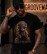 Grooveman Music Is The Answer DJ Teddy Bear Graphic T-Shirt