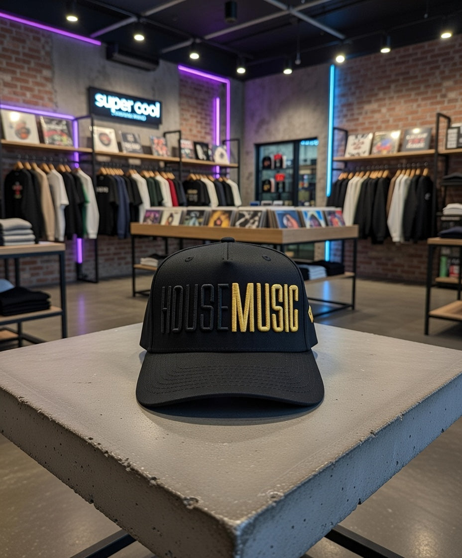 Grooveman Exclusive HOUSE MUSIC 3D Embroidered DJ Cap — Black Snapback