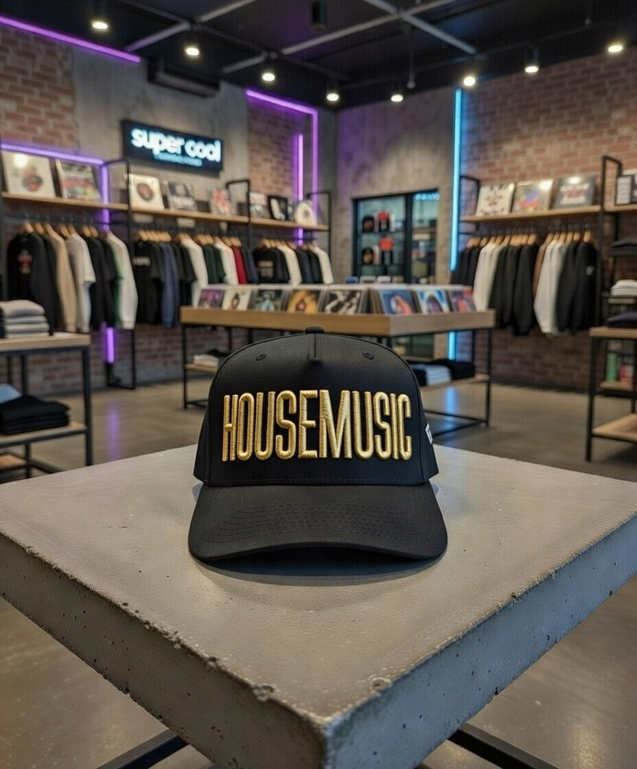 Grooveman Exclusive HOUSE MUSIC 3D Embroidered DJ Cap — Black Snapback