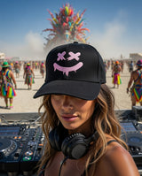 Dripping Smiley Embroidered Hat – Black Streetwear Cap | Grooveman Exclusive