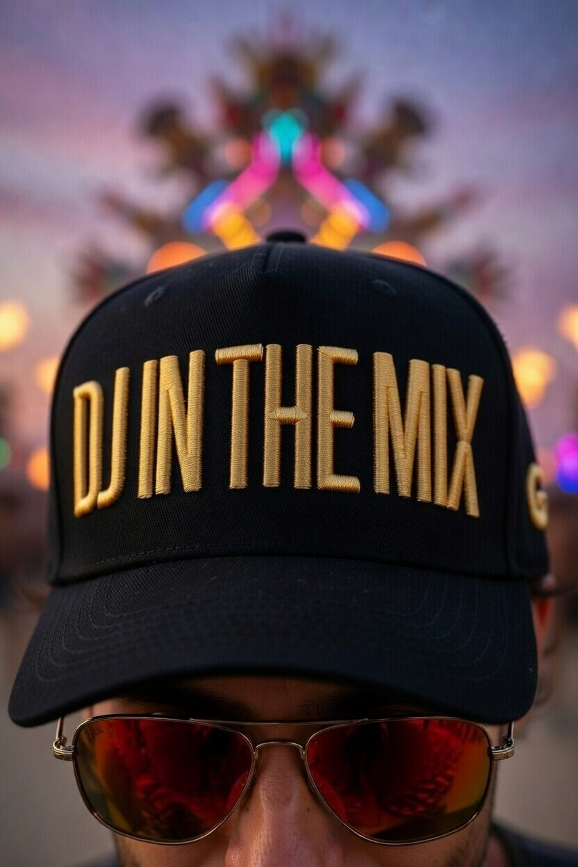 DJ In The Mix 3D Embroidered Snapback Hat – Black DJ Cap