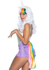 Wavy Rainbow Unicorn Wig & Tail Costume Kit