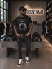 Black Island Men’s Black Distressed Jeans with Front Zipper & Chain