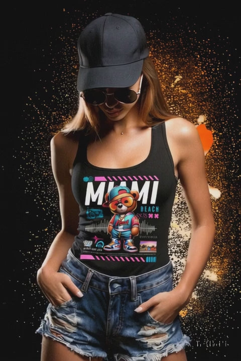 Miami Teddy Music Art Tank Top | Grooveman Music TM