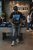Men’s Distressed Slim Fit Jeans with Chain – Blue Ripped Denim