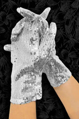 Hand Glove - Sequin, Silver on Silver: SIL