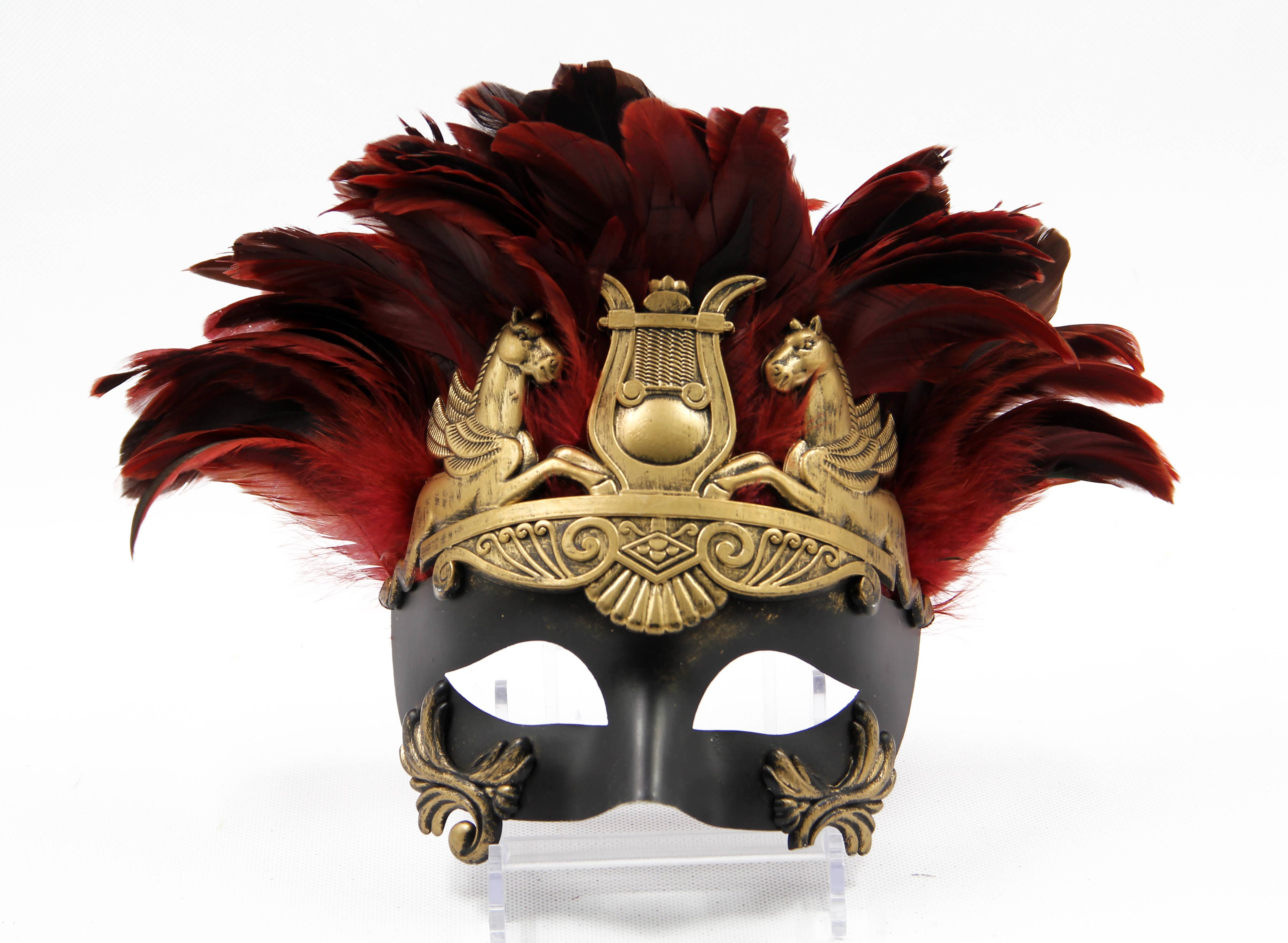 Venetian Mask with Feather: Gold