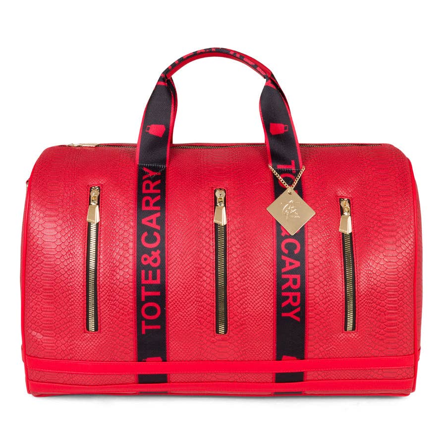 Caution Tape Duffle Bags: Red