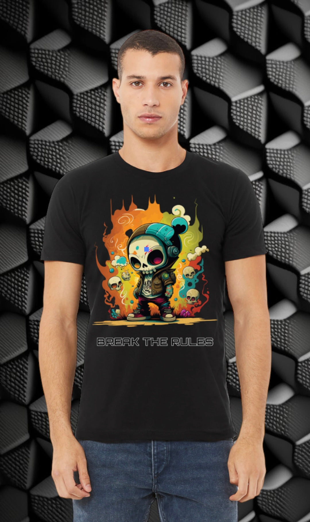 Skull T Shirts Break the Rules DTG Full color Edition