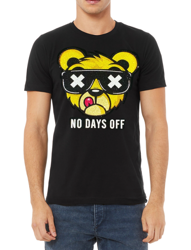 Rhinestones Full T Shirt | No Days Off Yellow