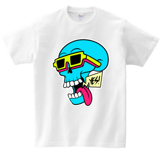 Skull Blue Tongue DTG T Shirt | Full color Edition