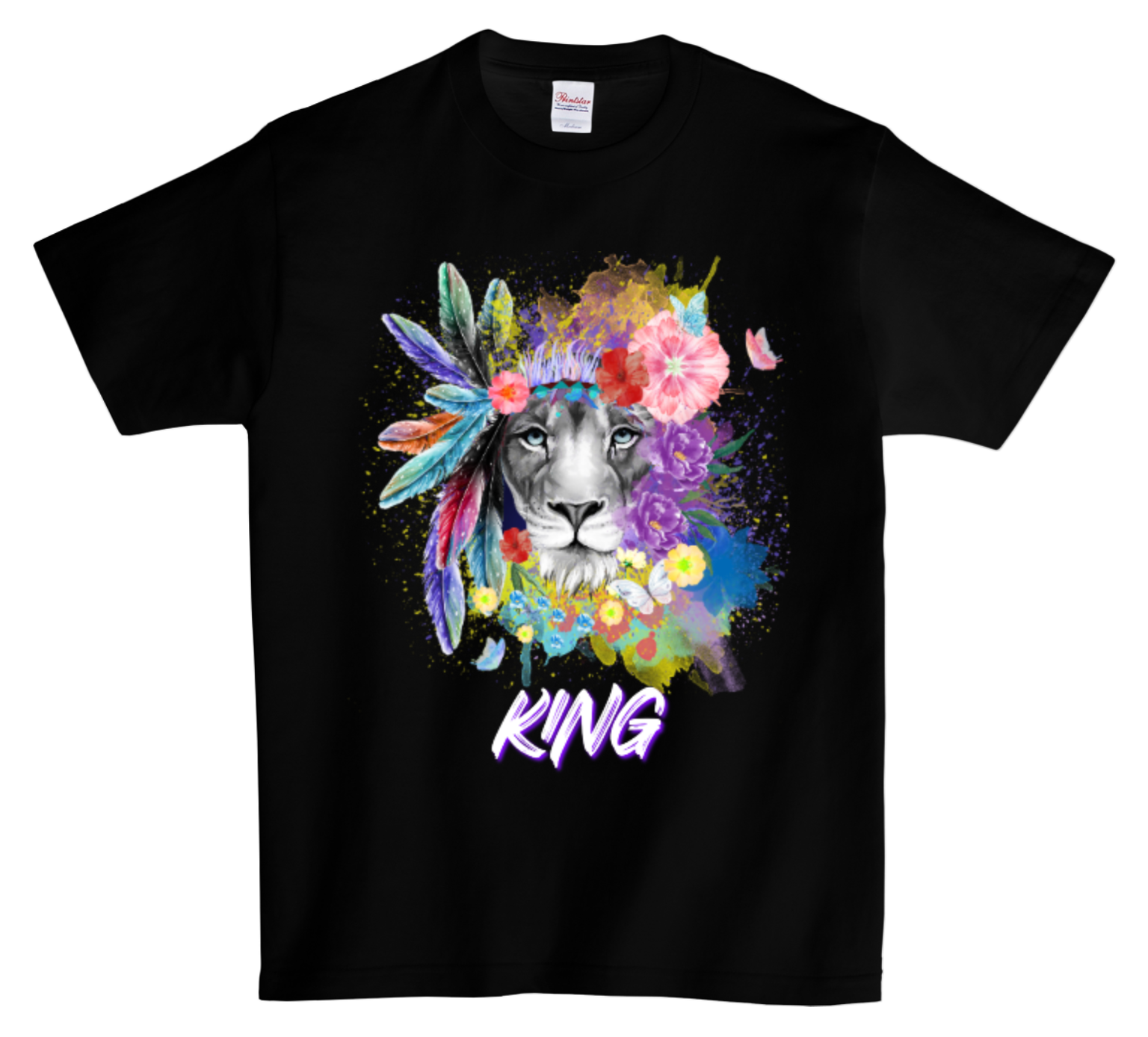 Lion King Black and White DTG T Shirt | Full color Edition