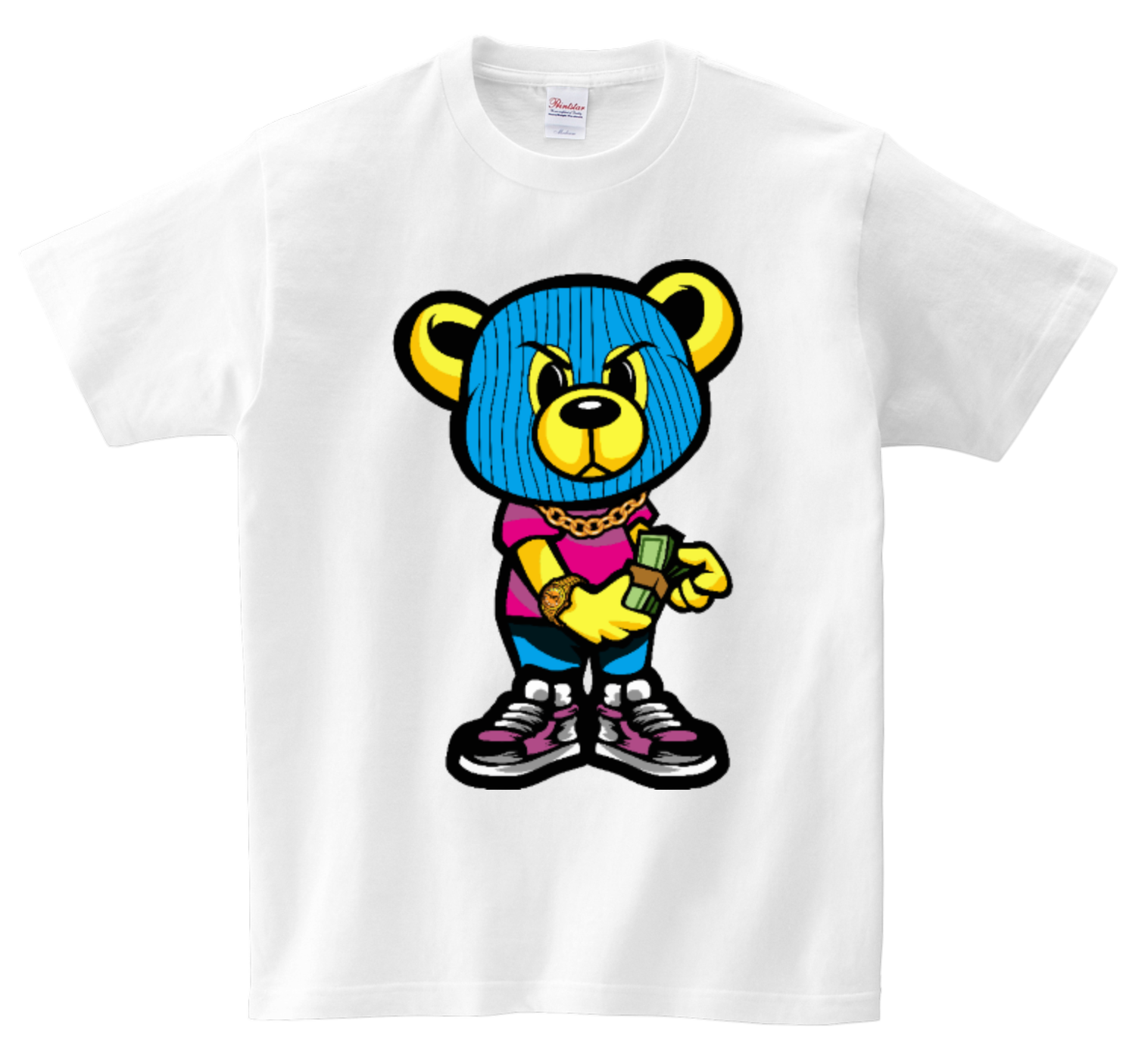 Teddy gangster Blue Beanie DTG T Shirt | Full color Edition