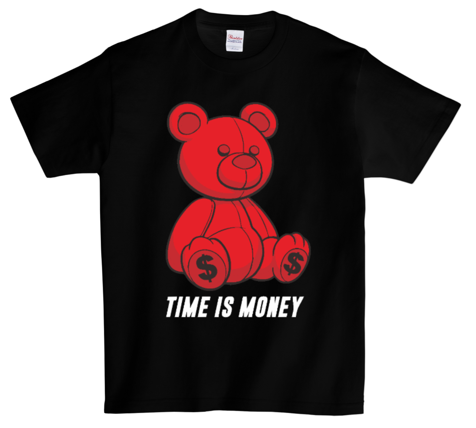 DTG T Shirt | Teddy Time is Money Red Full color Edition