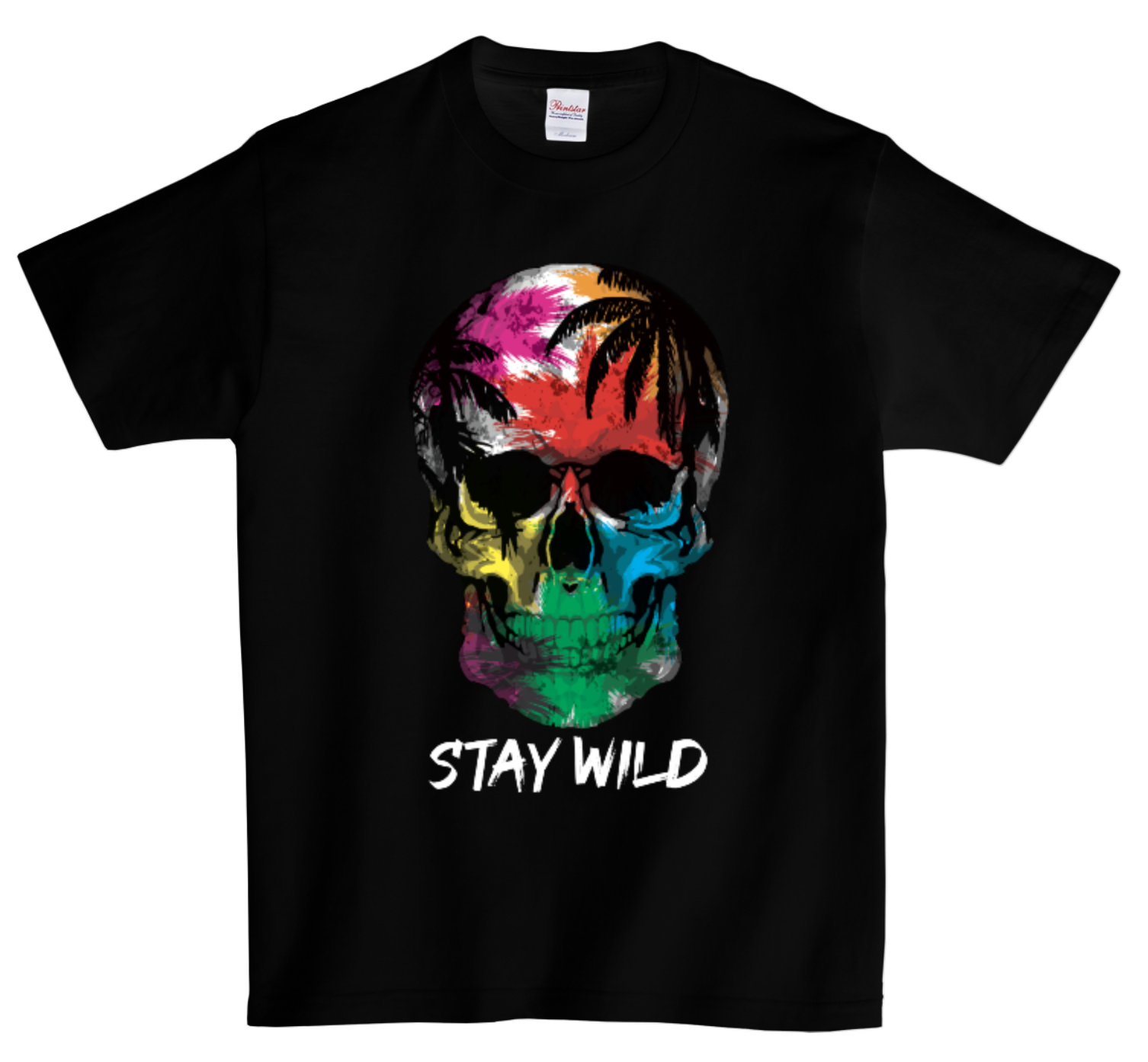 DTG T Shirt | Skull Stay Wild Full color Edition