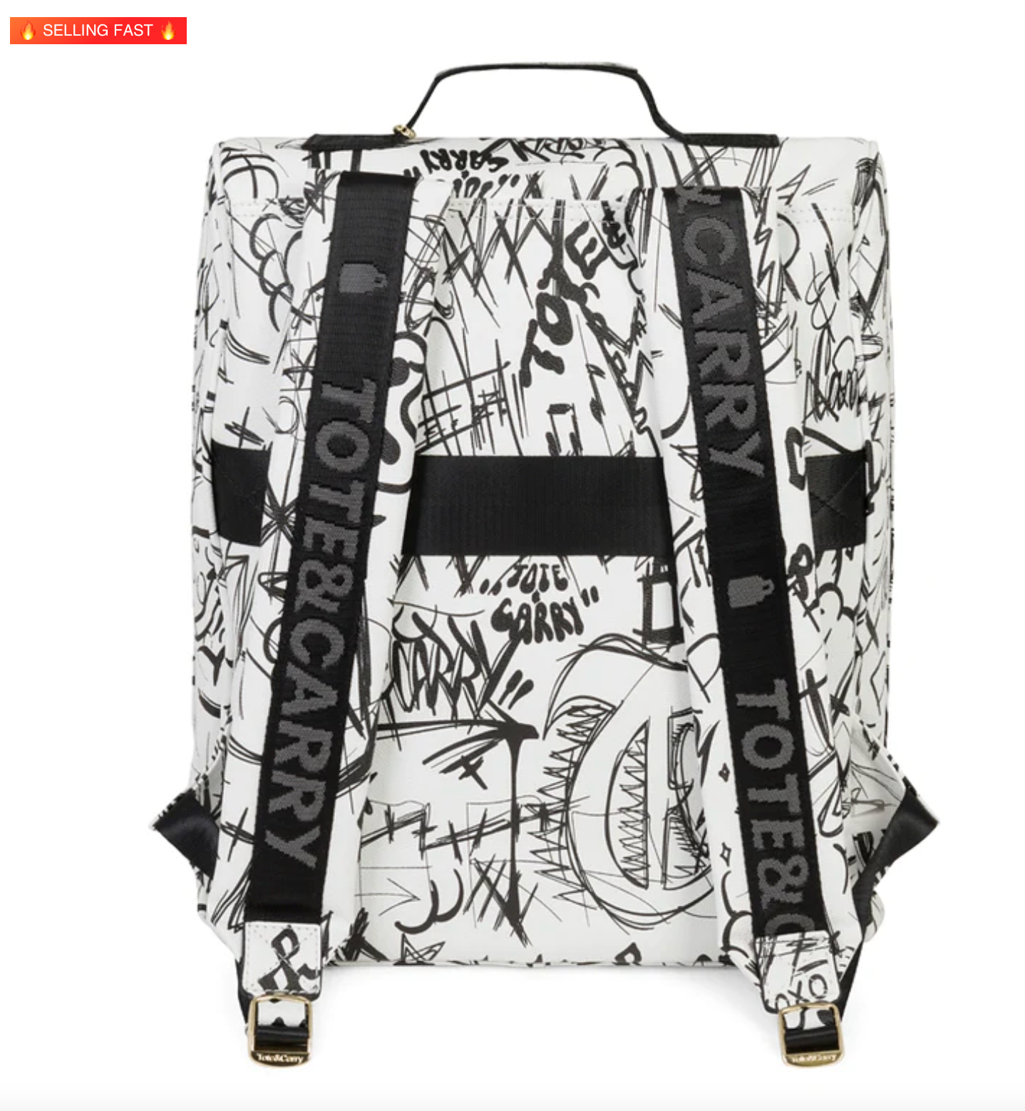 White Graffitti Travel Backpack