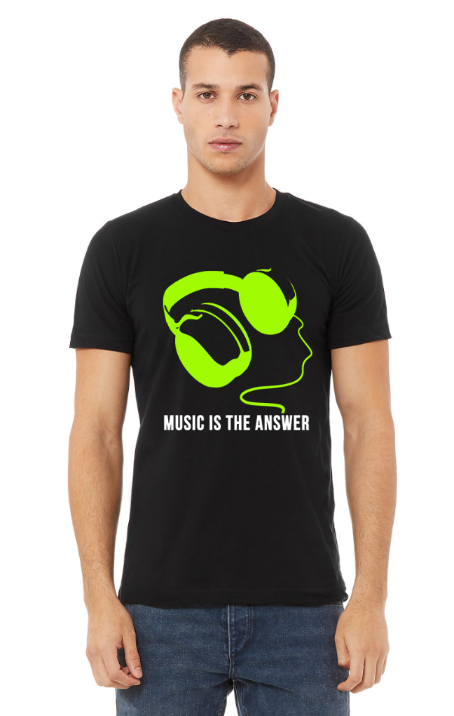 DTG T Shirt | Music is the Answer Full color Edition Lime Green