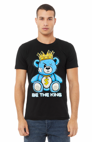 Rhinestones Full T Shirt | Teddy Be the King Light Blue